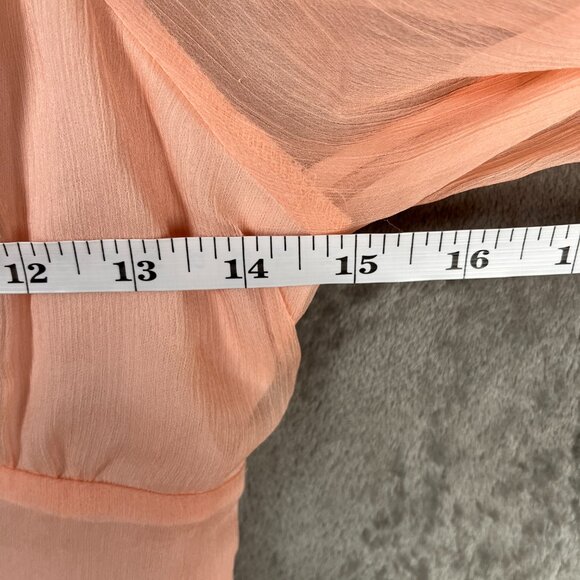 Beige Botany Peach Mini Dress Womens M Babydoll Sheer Lined Cottage Coquette EUC - Picture 6 of 9